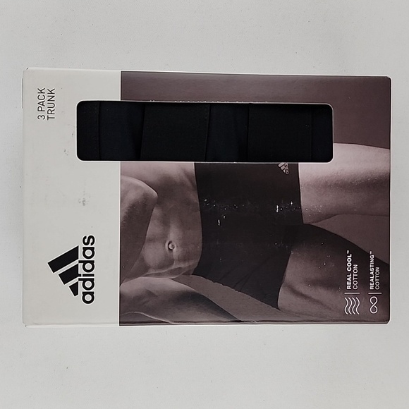 Adidas Men's 3 Pack Trunk Active Flex Cotton 3 Stripes Black Size Large - Picture 9 of 15